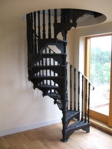 1830mm diameter internal cast iron staircase in black