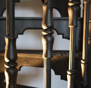 Reeded balusters on a cast iron staircase