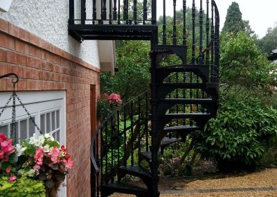Cast Iron Spiral Staircase and Reeded Balusters